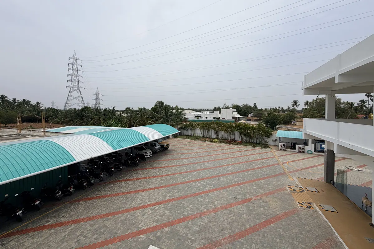 Covered dispatch bay at the Sri Ashwath Knits unit in Tiruppur