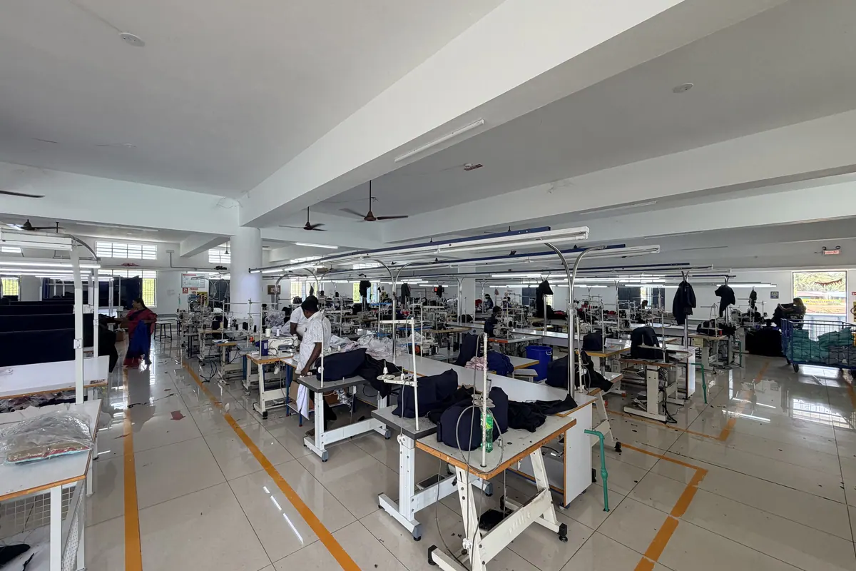 The stitching hall in production at Sri Ashwath Knits